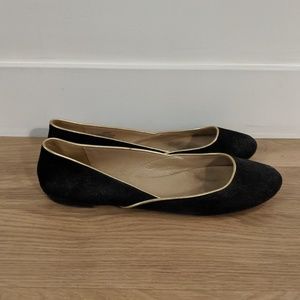 J.Crew black suede flats with gold trim - size 9